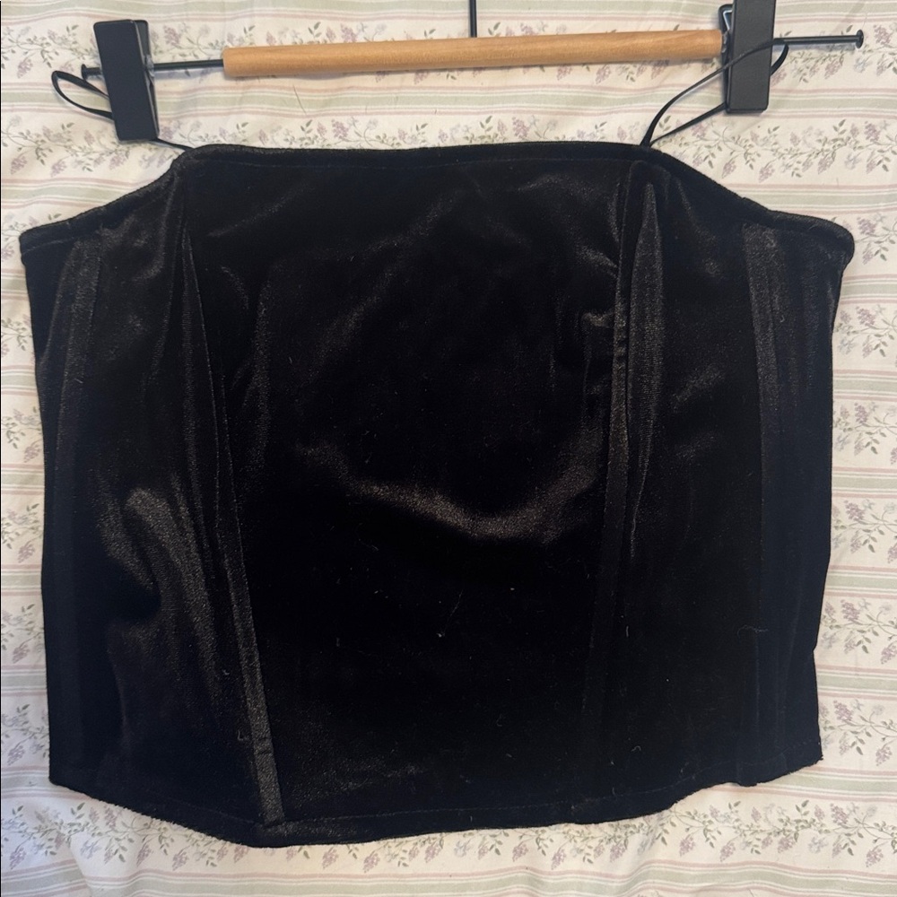 Steve Madden Black Velvet Tube top with boning